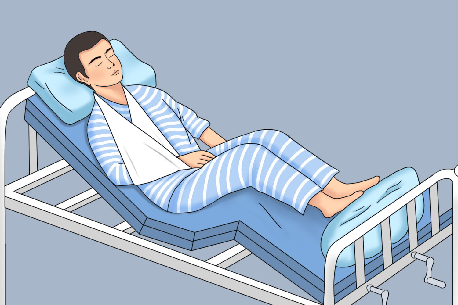 肩膀骨折半卧位睡觉图