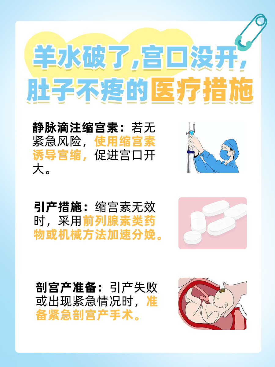 羊水破了，宫口没开且肚子不疼怎么办？