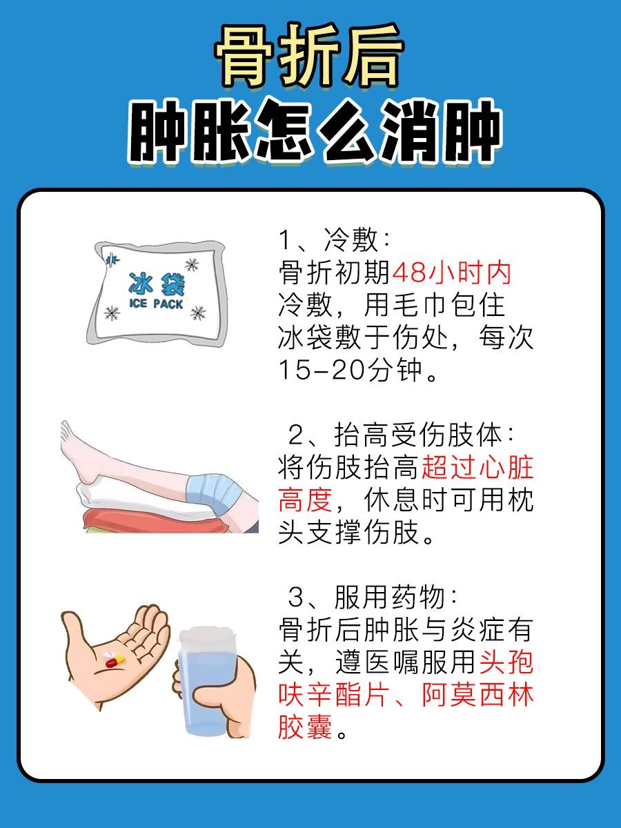 骨折后肿胀，如何消肿？