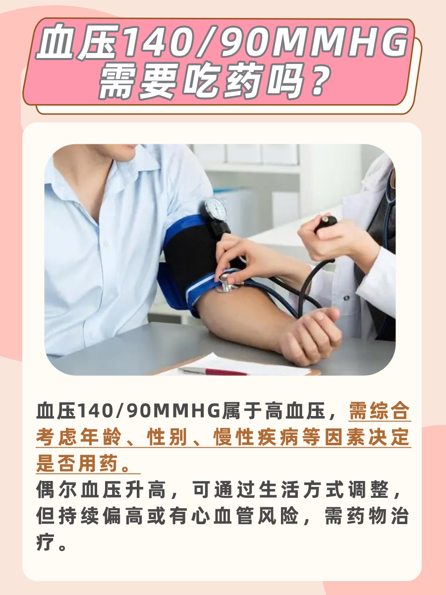 血压140/90mmHg，是否需要药物治疗？