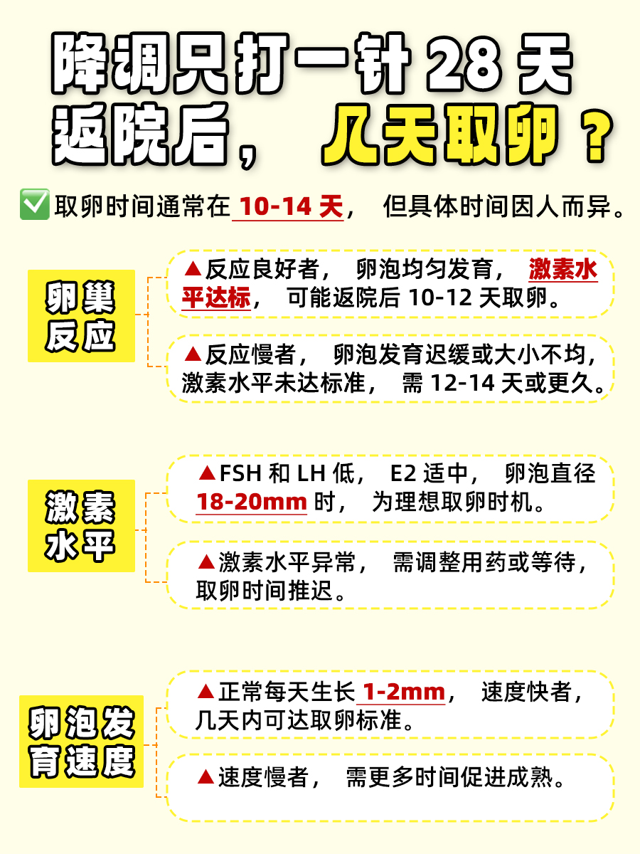 降调一针后,28天归院,几天迎卵宝?