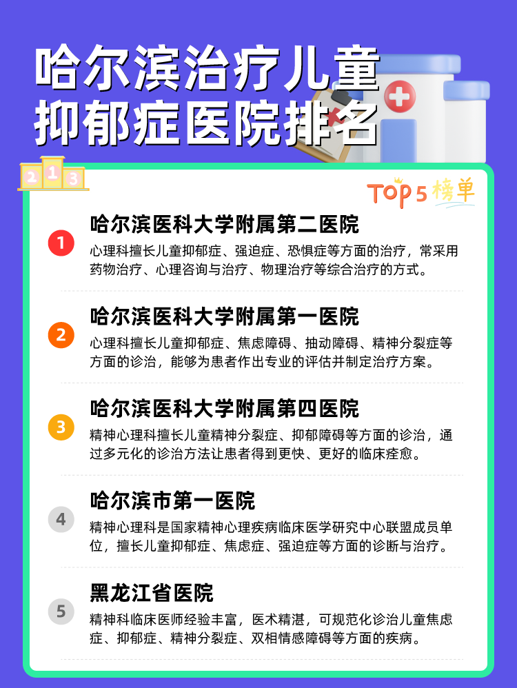 哈尔滨治疗儿童抑郁症医院排名