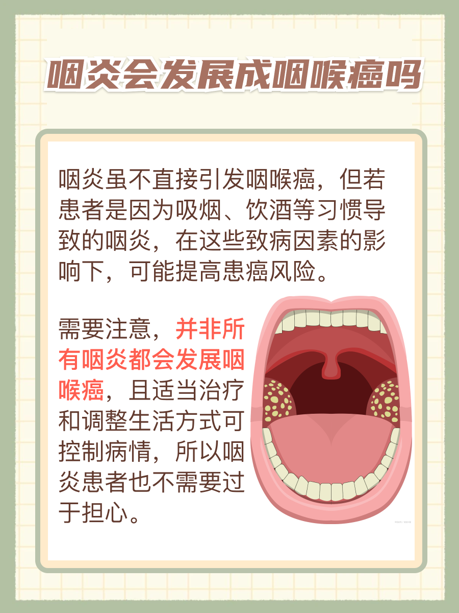 咽炎会发展成咽喉癌吗？医生解答