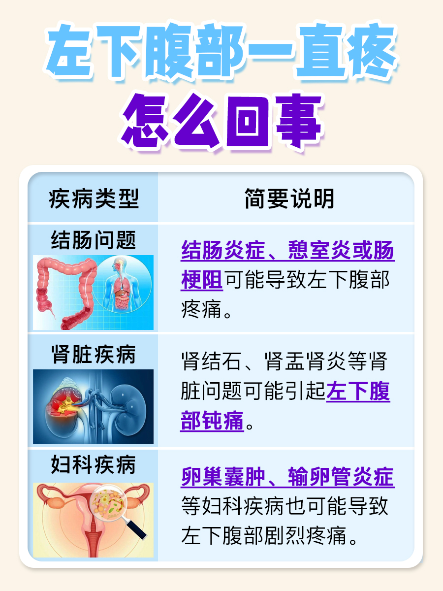 左下腹部持续疼痛的原因解析:可能是什么问题