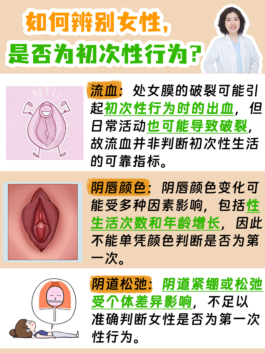 如何辨别女性，是否为初次性行为?