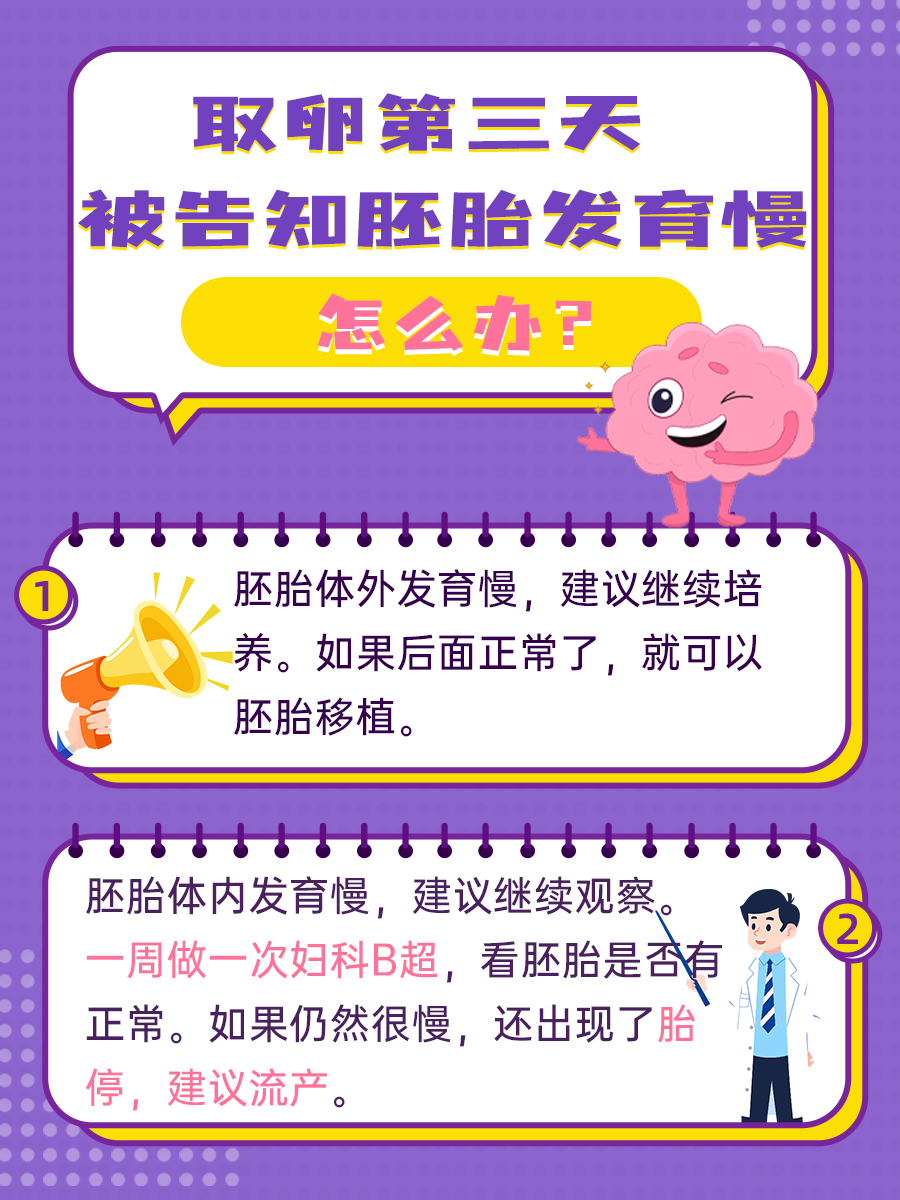 取卵第三天被告知胚胎发育慢，怎么办？
