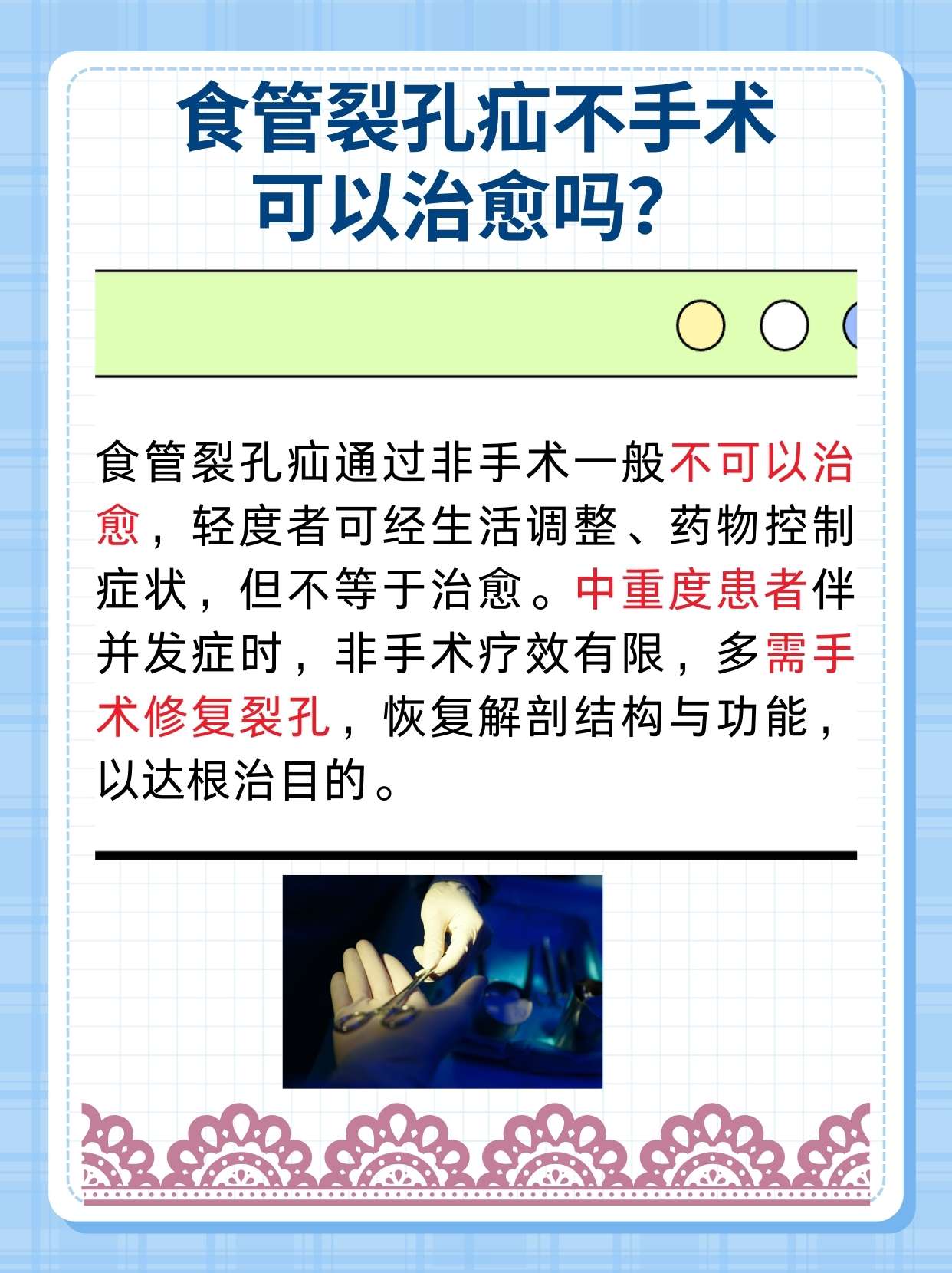 食管裂孔疝不手术可以治愈吗？原因揭秘