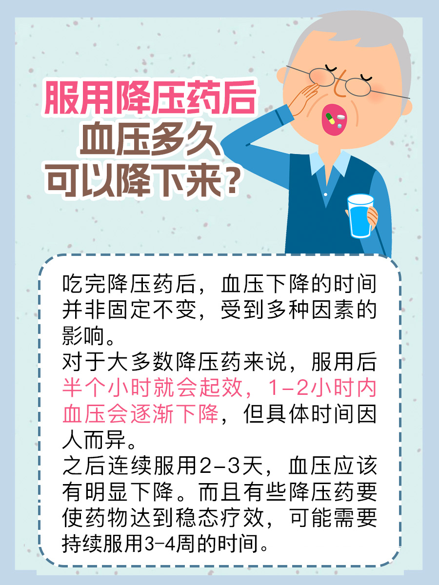 吃完降压药，血压多长时间能降下来？
