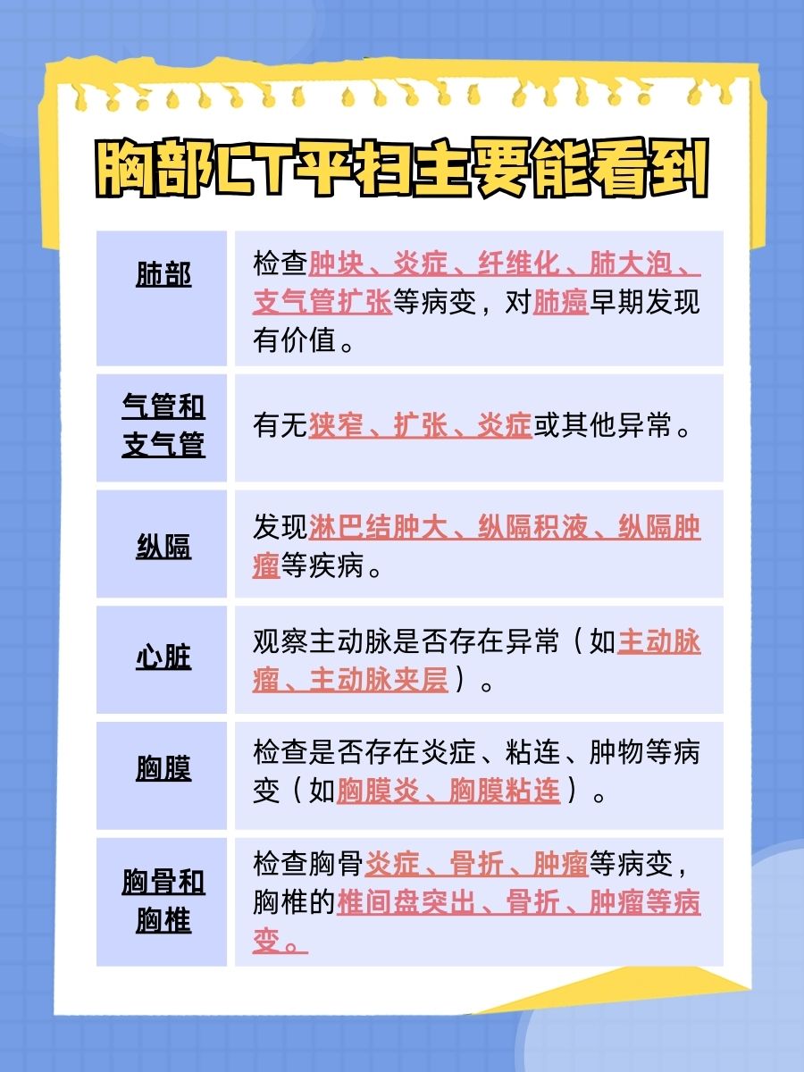 胸部CT平扫能看到哪些器官？医生告诉你