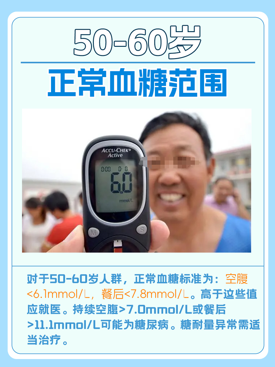 50-60岁正常血糖值表