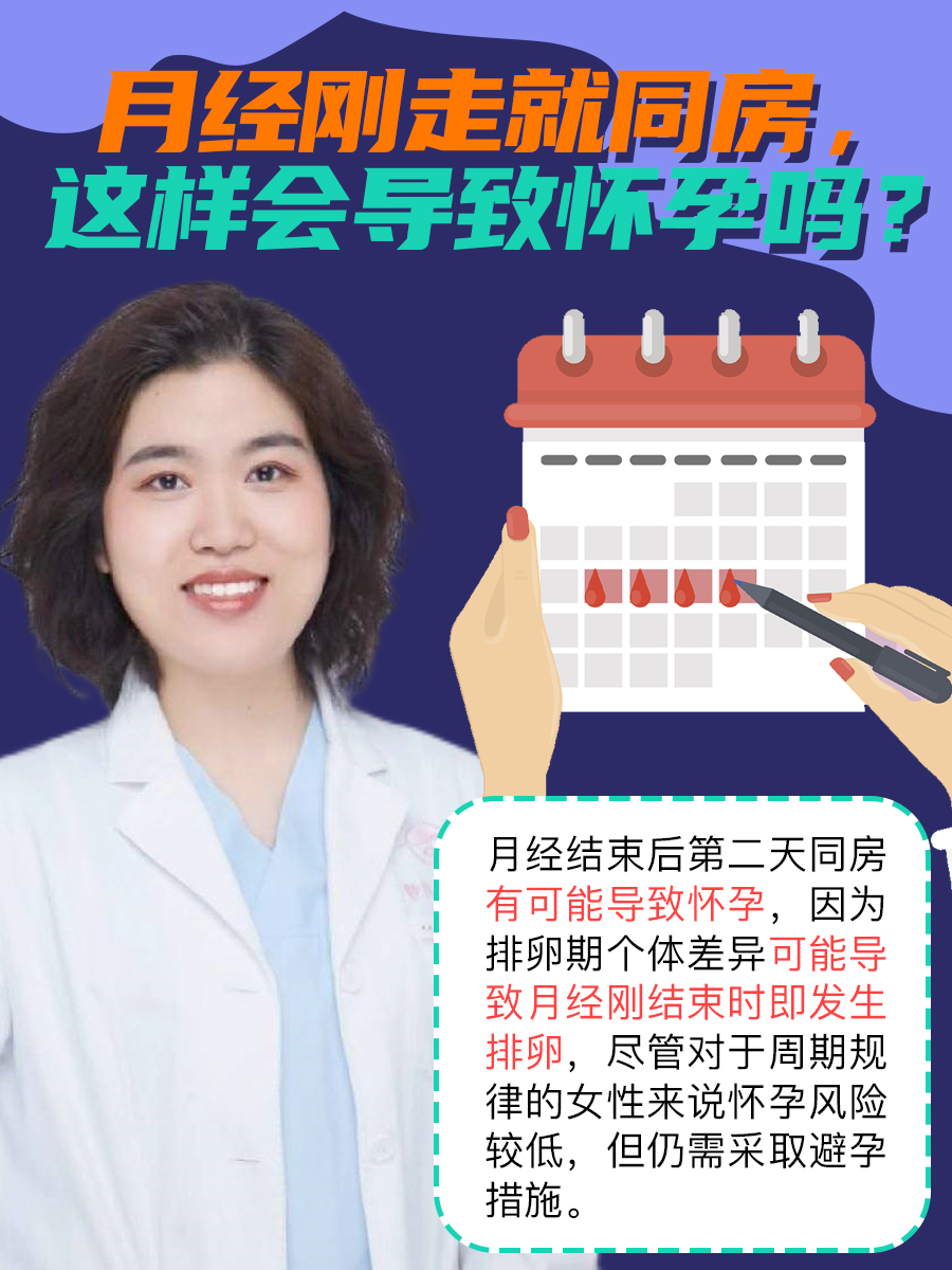 月经刚走就同房，这样会导致怀孕吗？