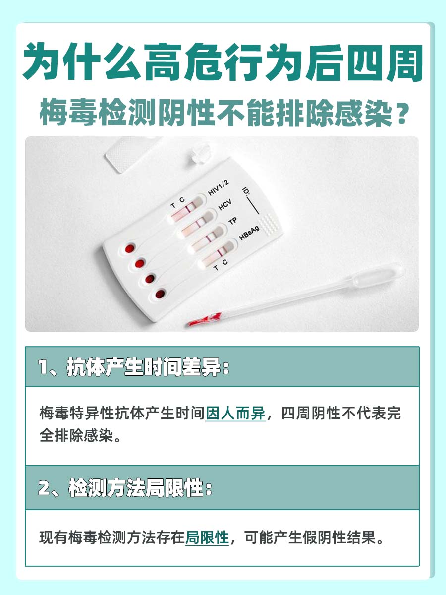 高危行为后四周梅毒检测阴性，能排除感染吗？