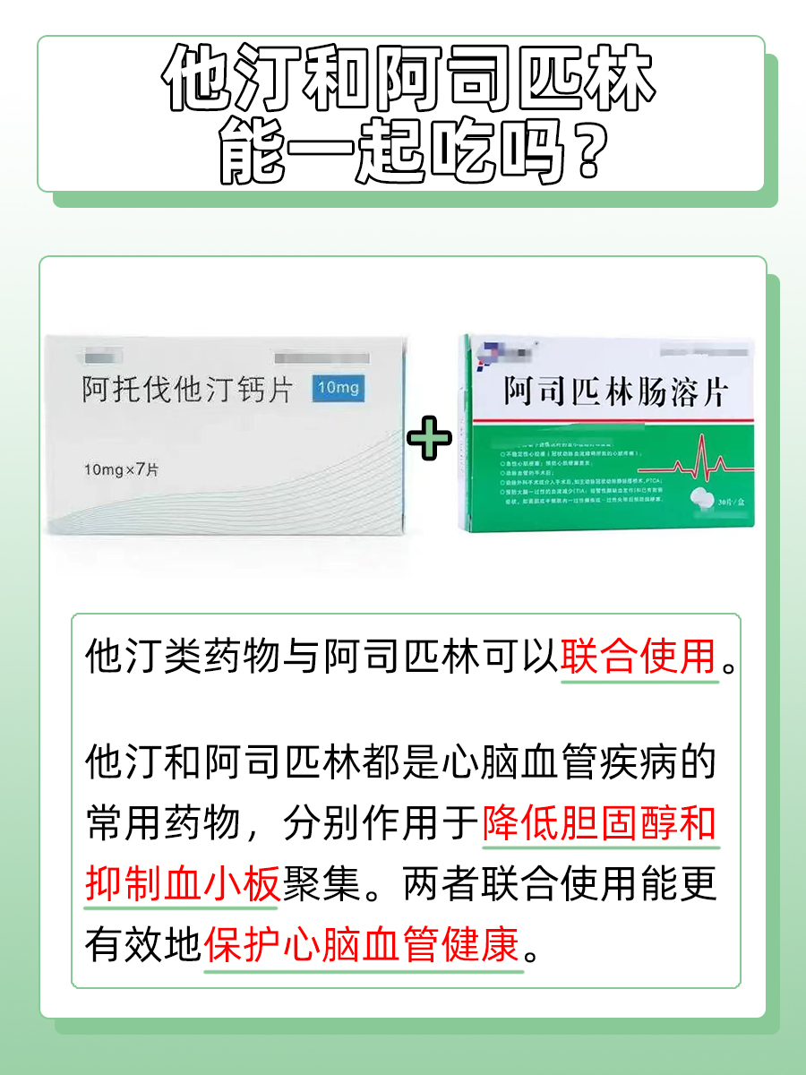 他汀和阿司匹林，到底能不能一起吃？