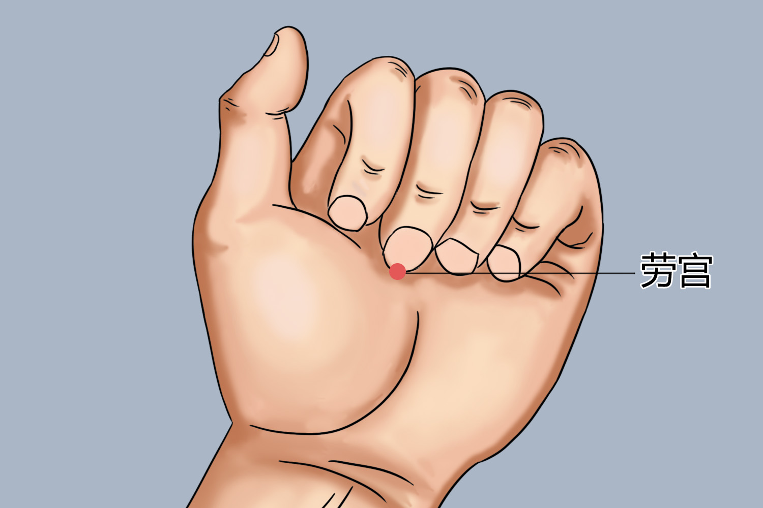 劳宫穴取穴图