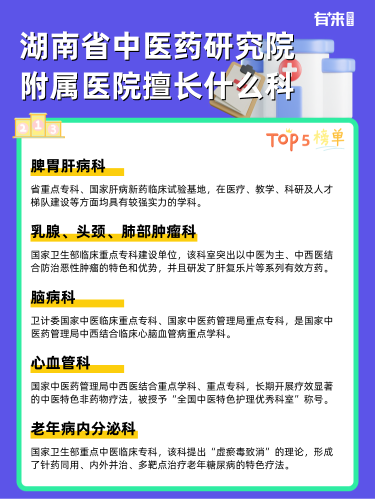 湖南省中医药研究院附属医院擅长什么科