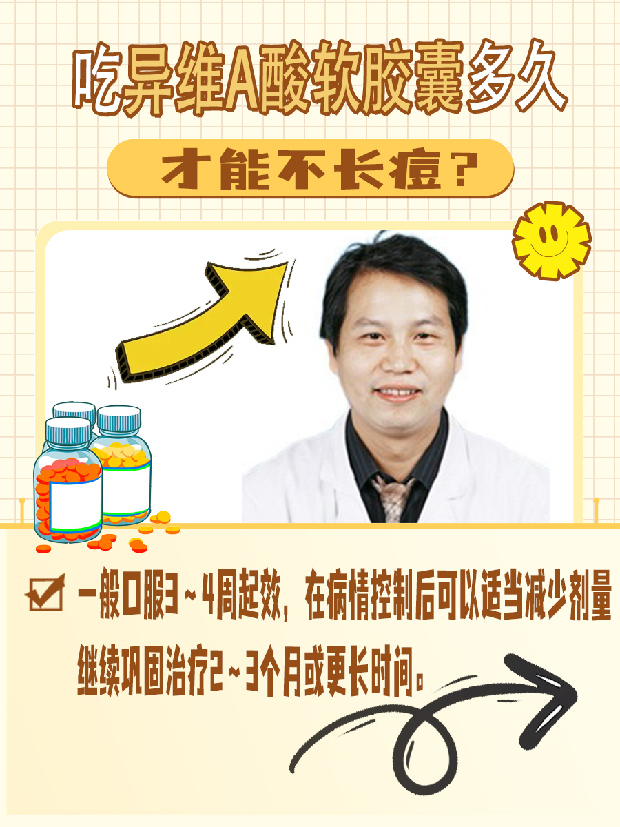 吃异维A酸软胶囊多久才能不长痘?