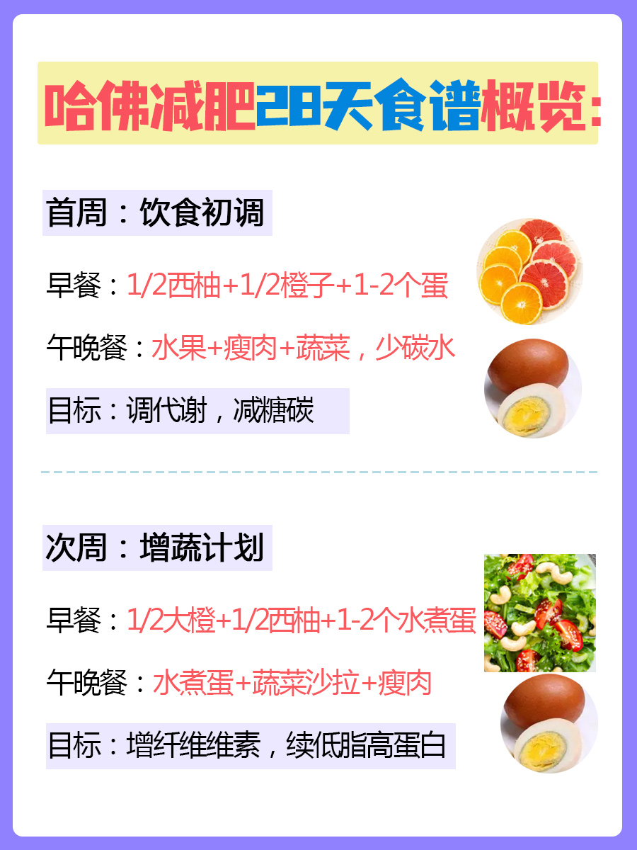 学霸减肥法！挑战哈佛减肥28天食谱