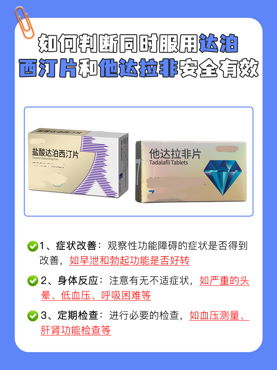 达泊西汀片+他达拉非，能一起吃吗？