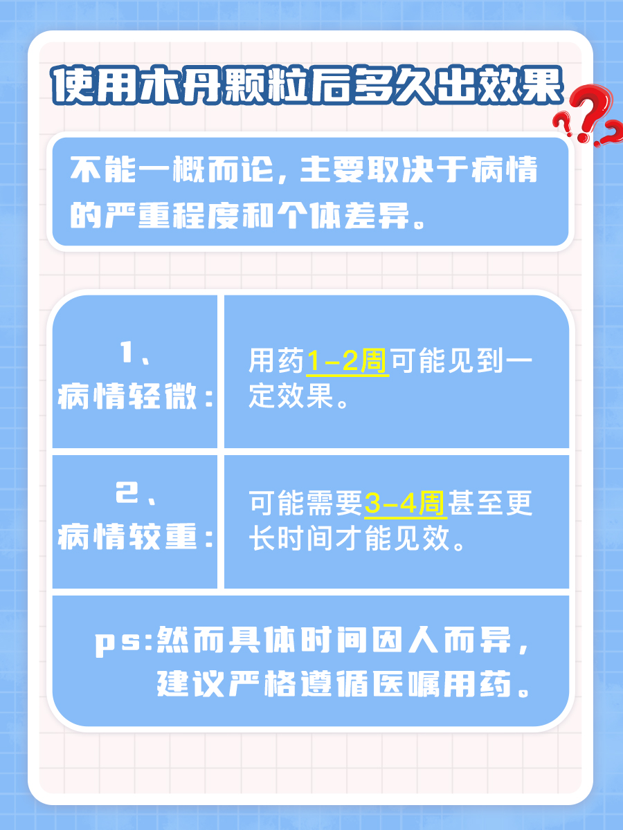 着急用药效果：使用木丹颗粒后多久出效果？