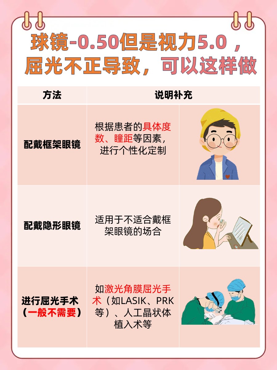 球镜-0.50，视力却达5.0，这是为啥？