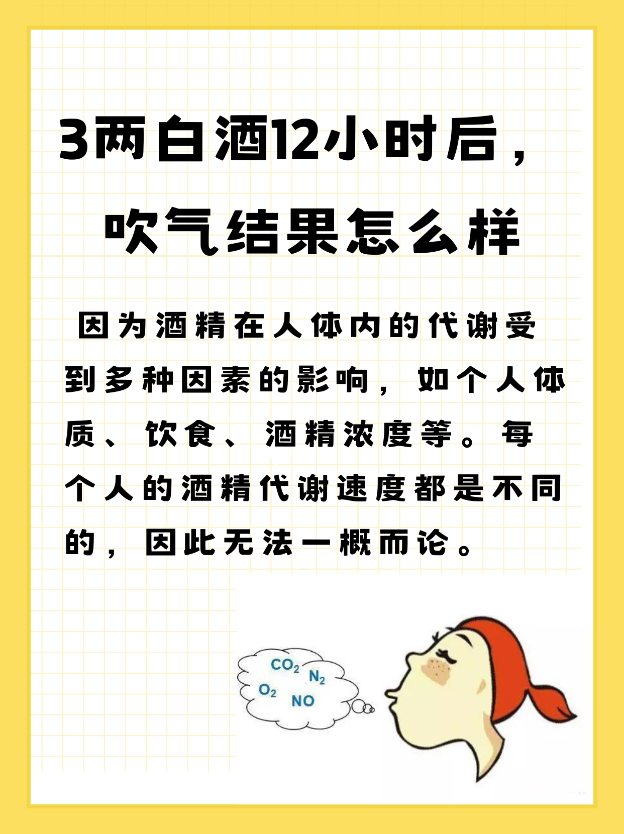 3两白酒12小时后，吹气结果如何