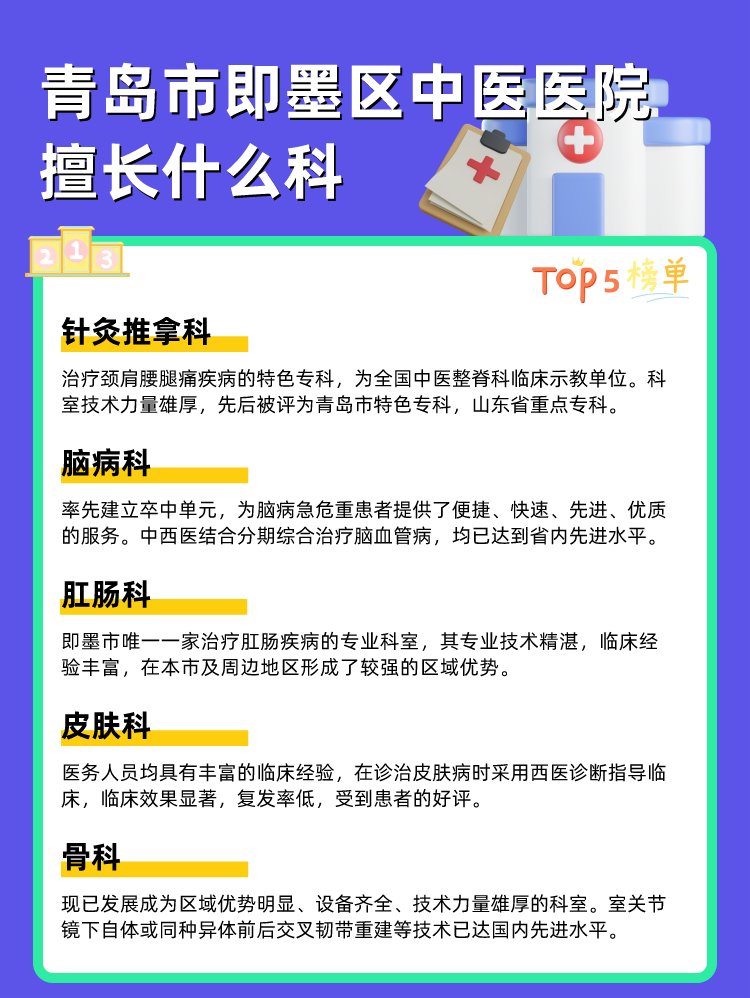 青岛市即墨区中医医院擅长什么科