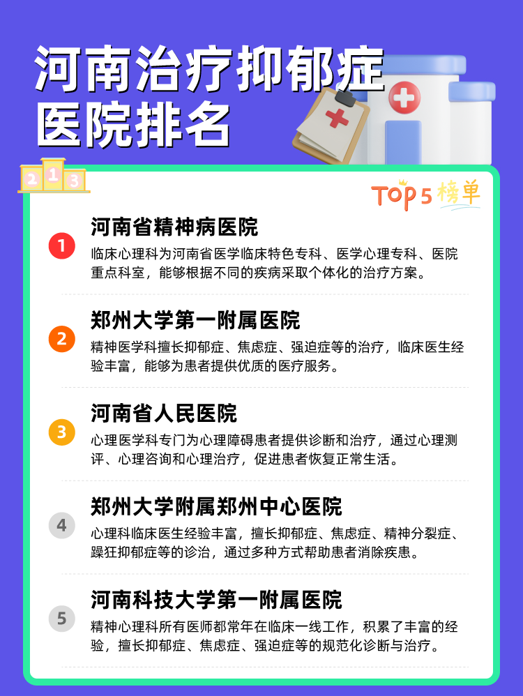 河南治疗抑郁症医院排名