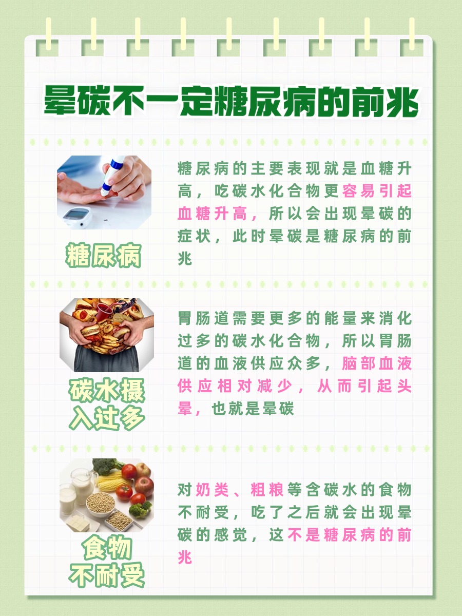 【内分泌小课堂】晕碳是糖尿病前兆吗？
