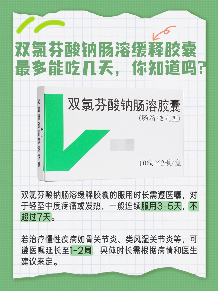 双氯芬酸钠肠溶缓释胶囊最多能吃几天，医生解答