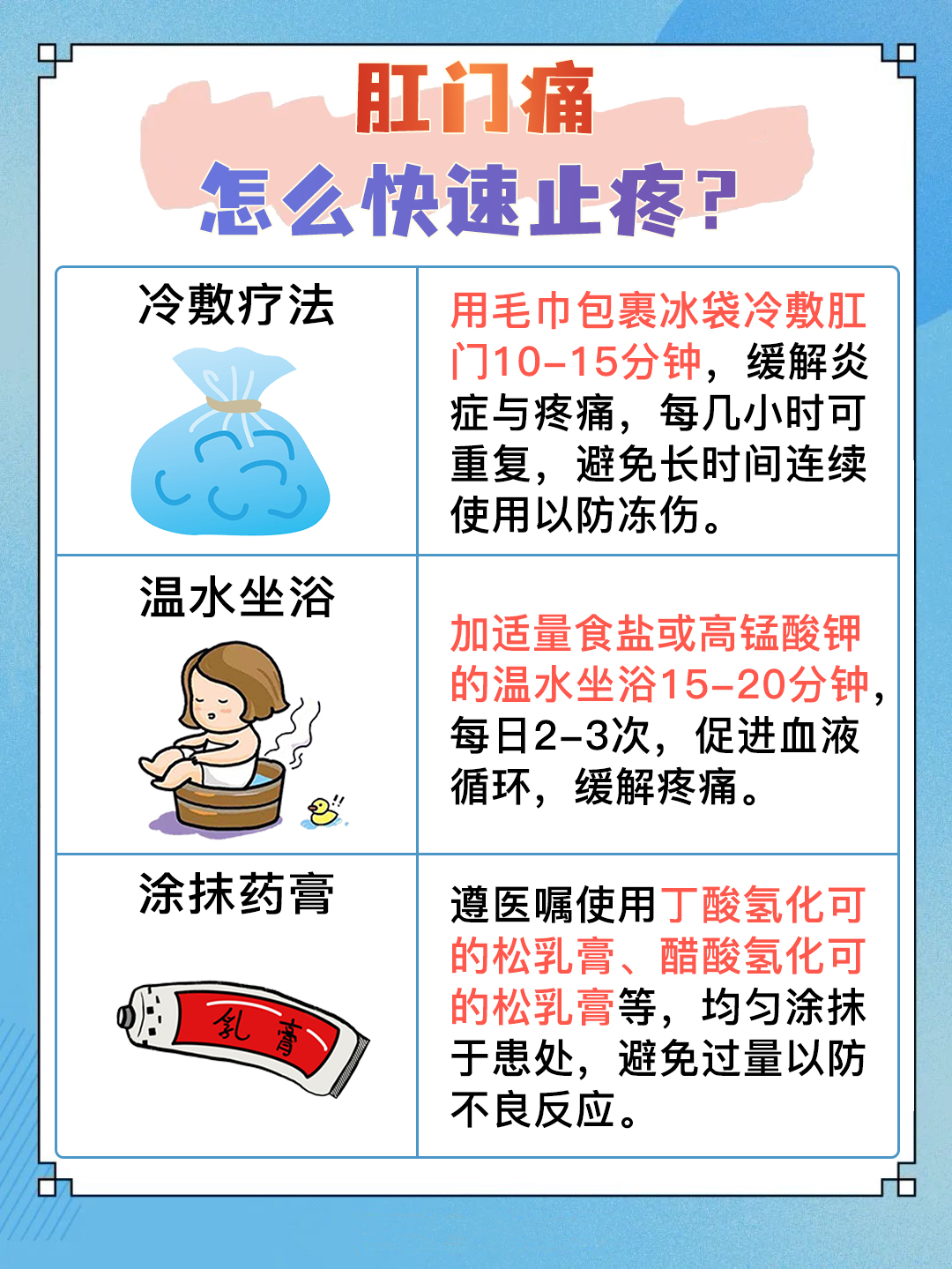 解析：肛门疼痛快速止疼的方法
