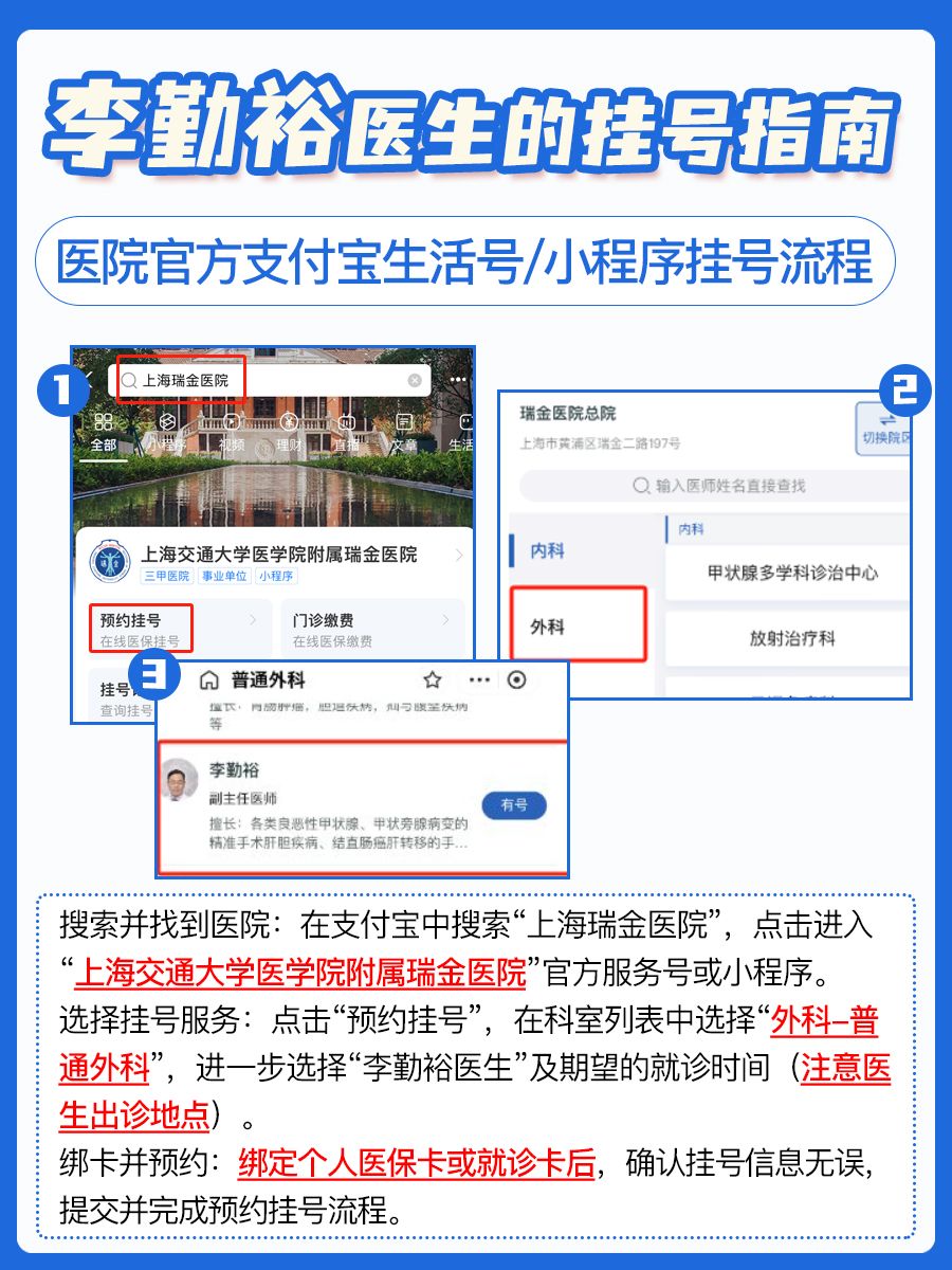 上海瑞金医院李勤裕医生怎么样?怎么挂号?