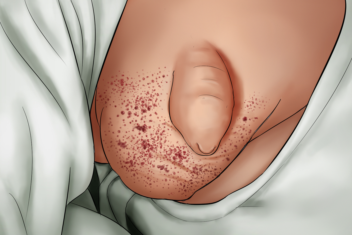 阴囊血管角化瘤症状手绘图