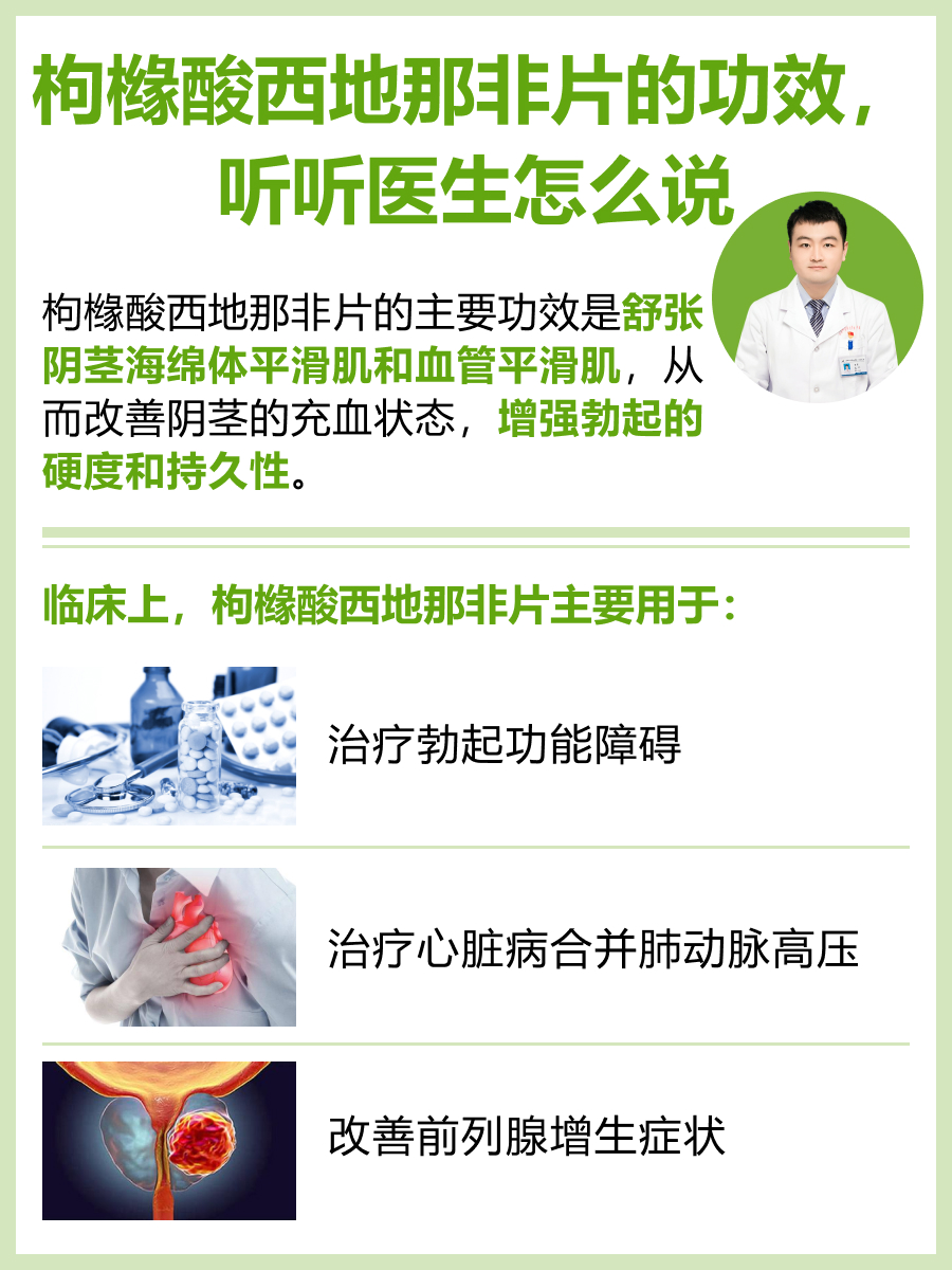 枸橼酸西地那非片的功效，听听医生怎么说