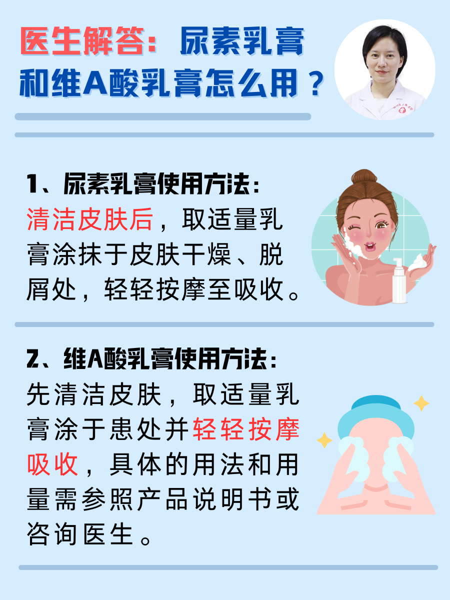 医生解答:尿素乳膏和维A酸乳膏怎么用?