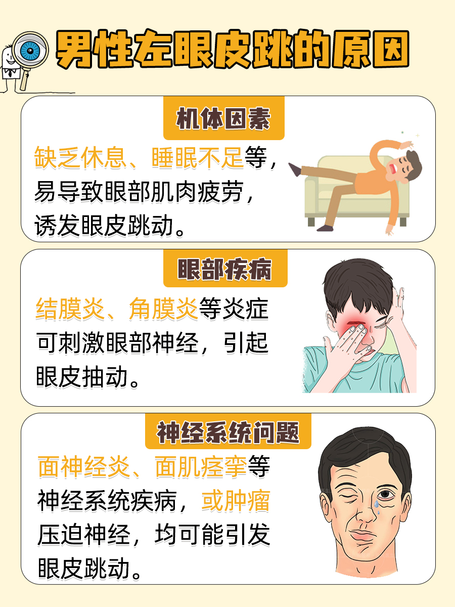 解析：男性左眼皮跳的原因