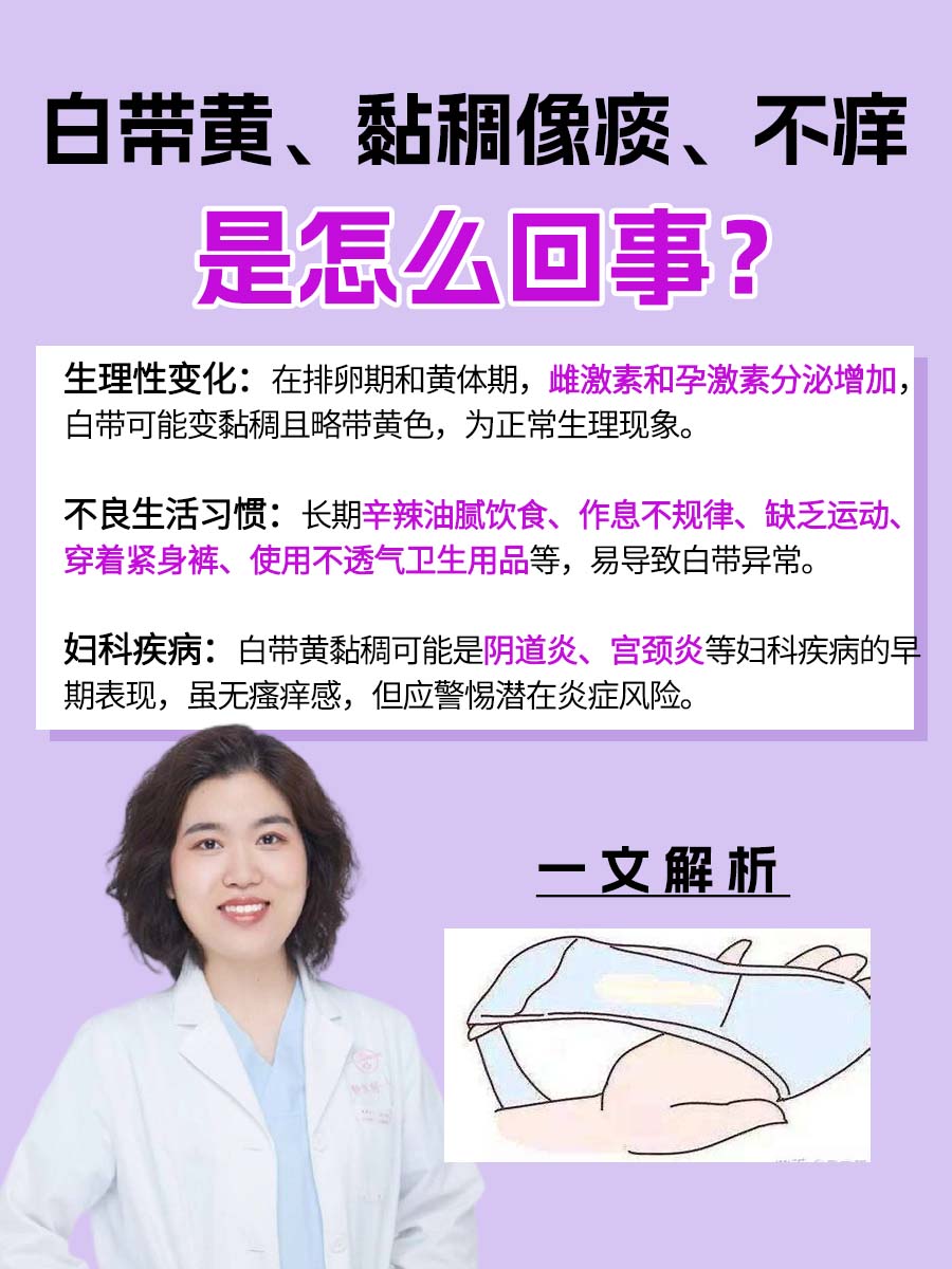 白带黄、黏稠像痰、不痒是怎么回事？一文解析