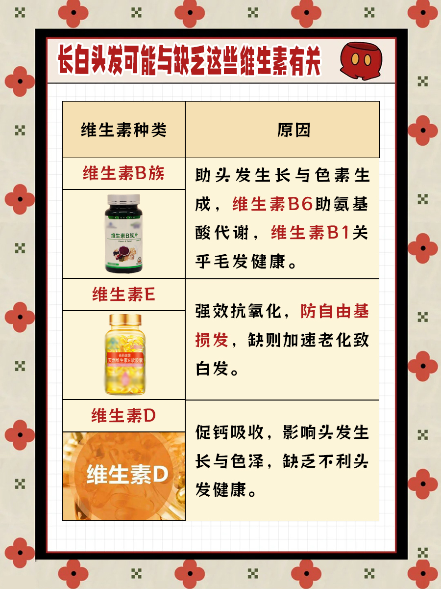 白头发是缺少哪个维生素？你知道吗