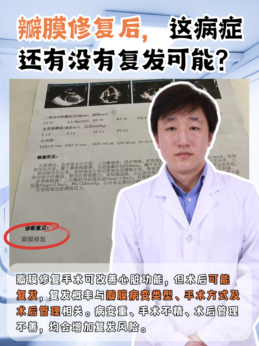 瓣膜修复后,这病症还有没有复发可能?