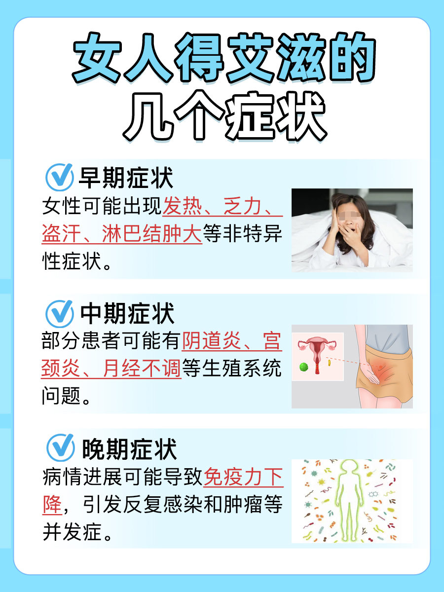 女性感染艾滋病的6个症状,详细解读