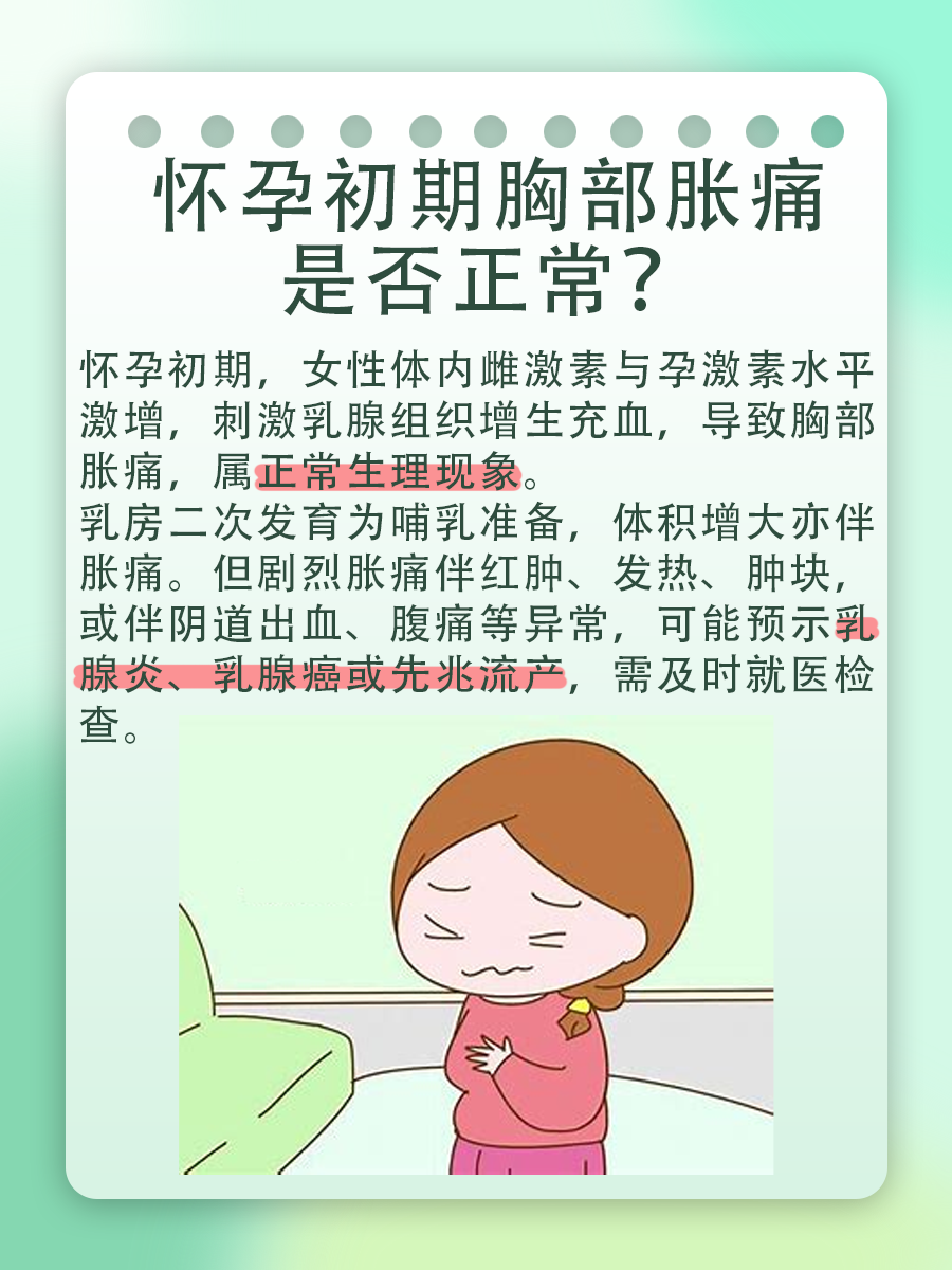 医生解答：怀孕初期胸部胀痛正常吗
