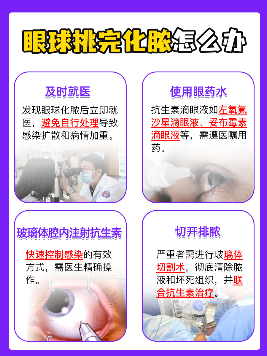 在线等！眼球挑完化脓了，急需解决办法！