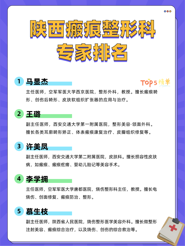 陕西瘢痕整形科专家排名
