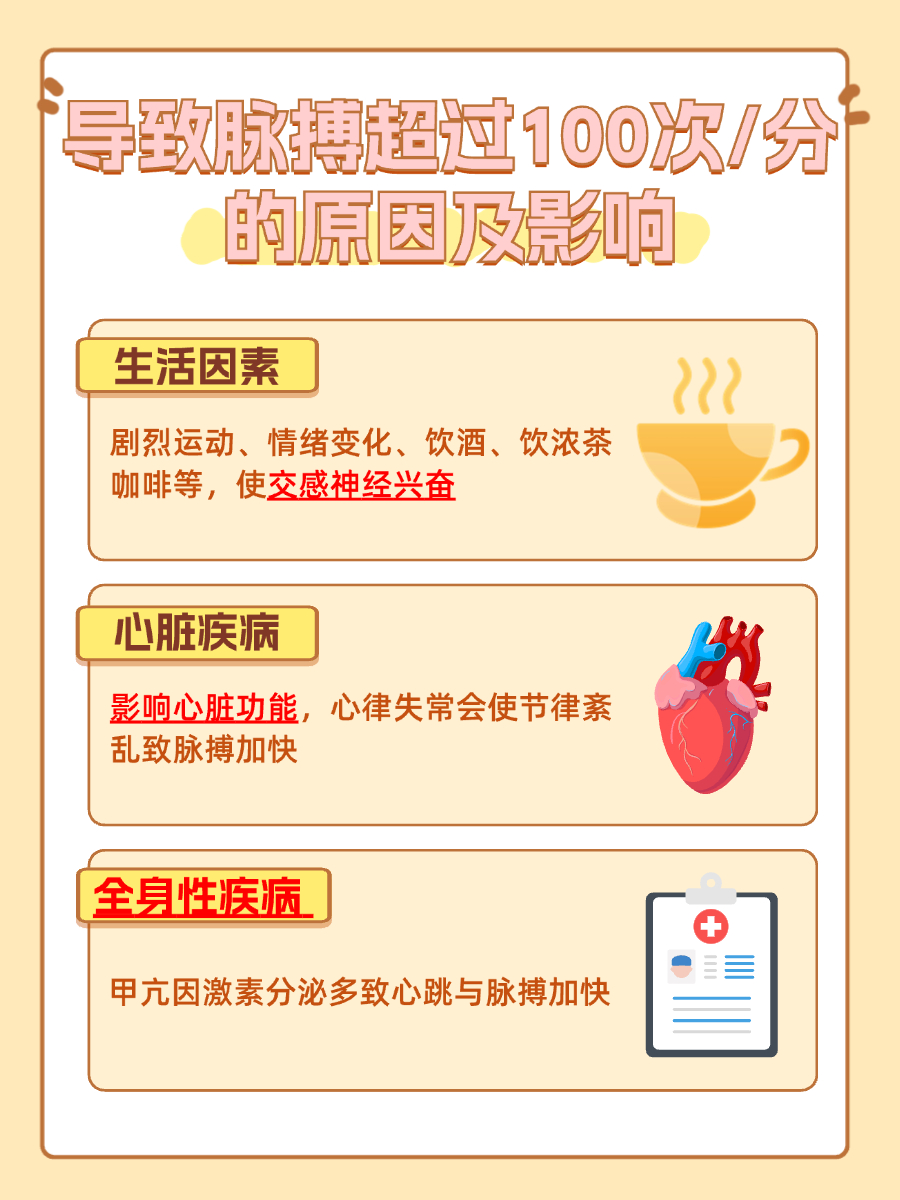 脉搏超过 100 次/分，需警惕这些危害！