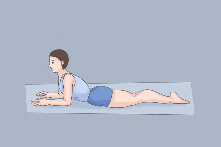 伸展俯卧位体位疗法动作示意图