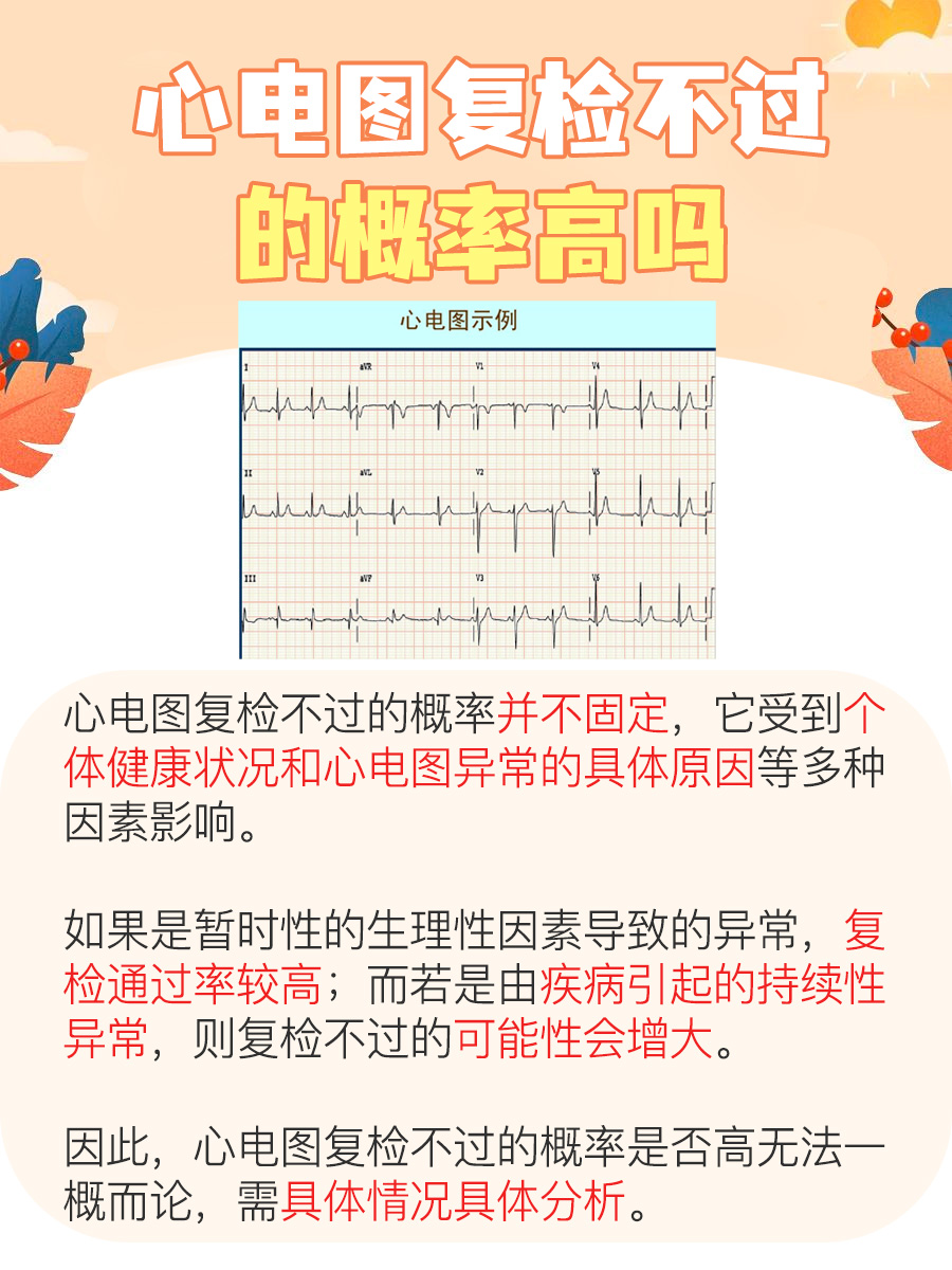 医生解答：心电图复检不过的概率高吗？