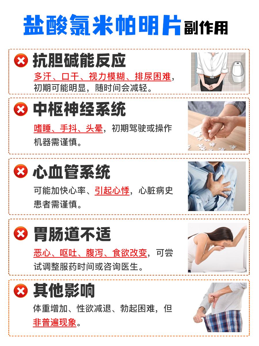 盐酸氯米帕明片:有什么副作用?