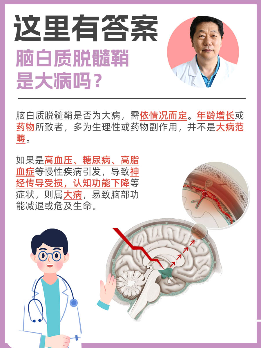 这里有答案:脑白质脱髓鞘是大病吗?