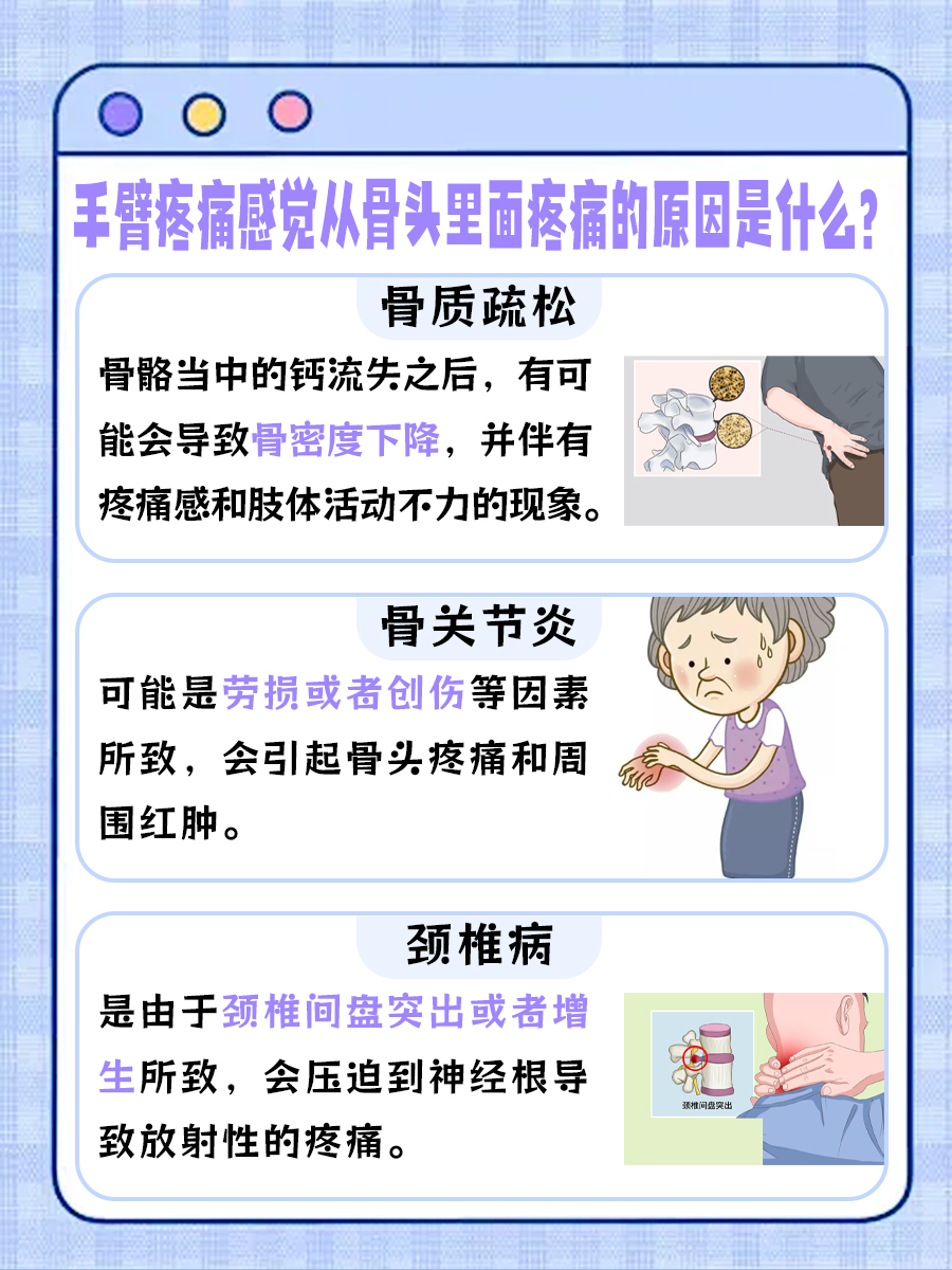 手臂疼痛感觉从骨头里面疼原因大揭秘，速来围观