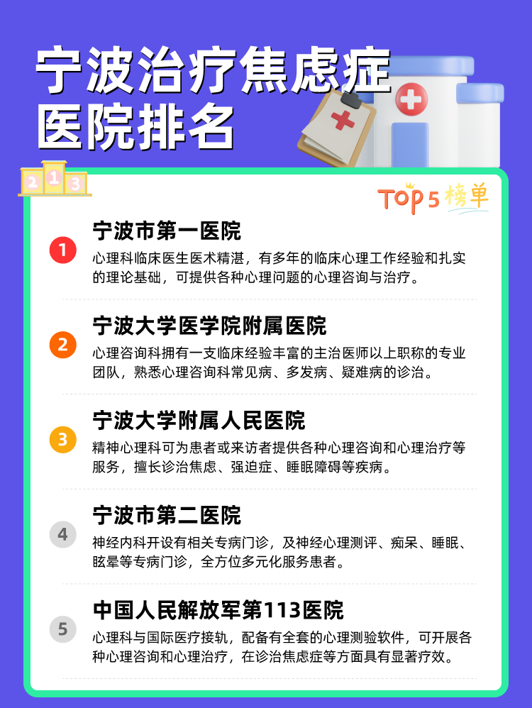 宁波治疗焦虑症医院排名
