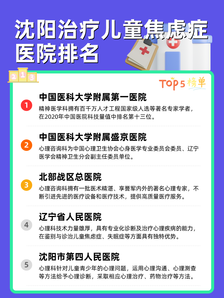 沈阳治疗儿童焦虑症医院排名